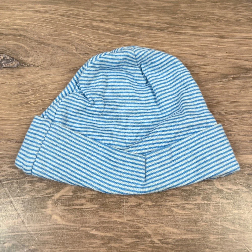 Gerber Beanie Hat Set Baby 0-6 Months Blue Striped Cotton Cute 3 Pack
